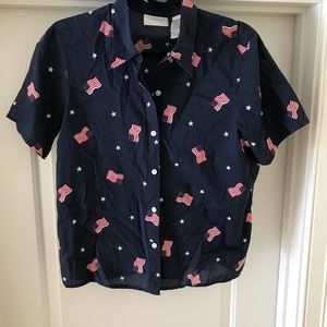 Vintage American Flag Button Up